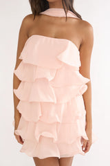 Love Note Strapless Layered Mini Dress Pink