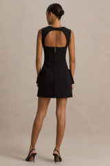 Mollie | Black Square-Neck Tailored Micro Mini Dress