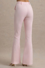 Carina | Pink Flared-Leg Tailored Trousers