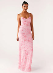 Vietta Sequin Cami Maxi Dress - Pink