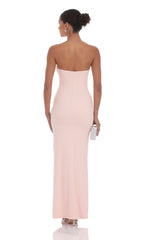 Silver Rose Cutout Maxi Dress in Pink