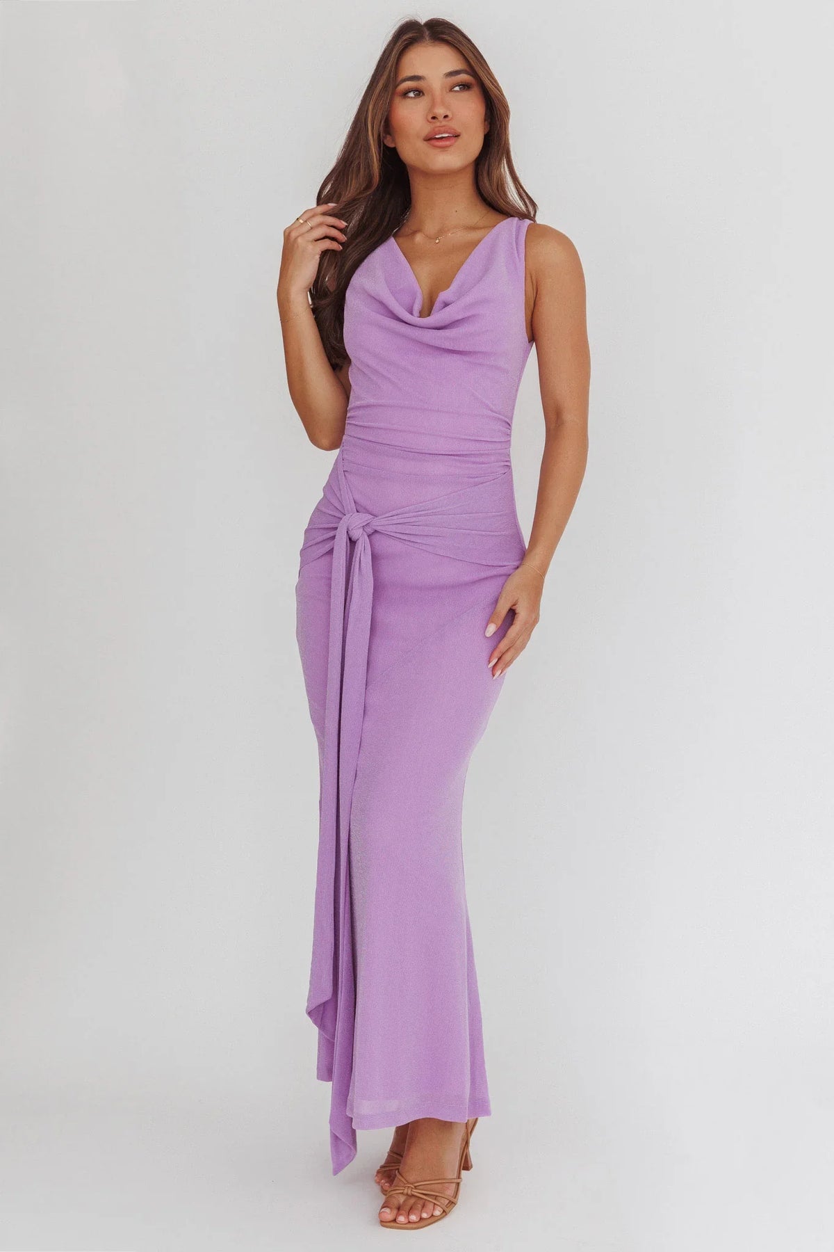 Daly Waist Sash Maxi Dress Lilac