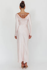 Loveland Long Sleeve Cowl Back Maxi Dress Pink