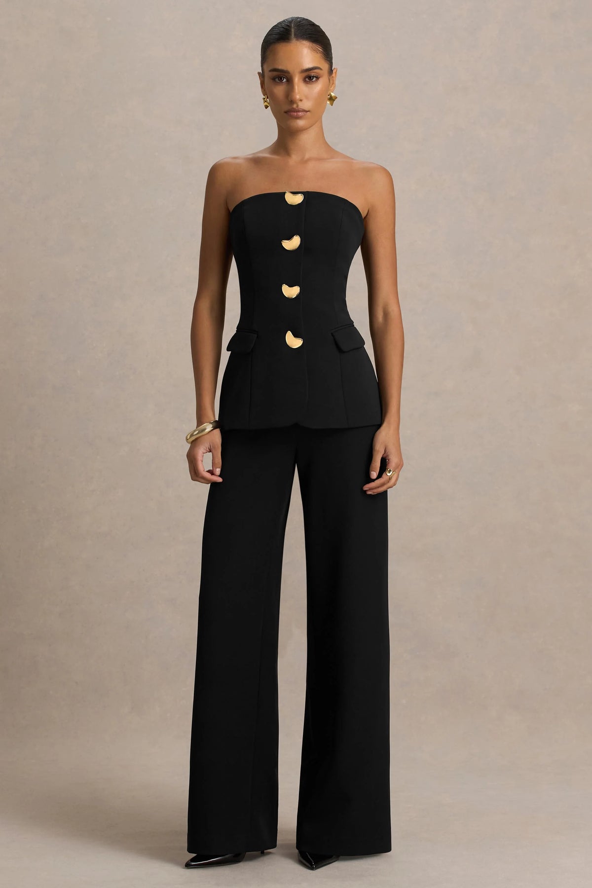 Zoey | Black Bandeau-Neck Jumpsuit
