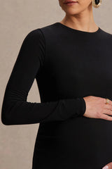 Monroe | Black And White Crew-Neck Maxi Dress With Drop-Waist