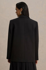 Katherine | Black Plunge-Neck Tailored Blazer