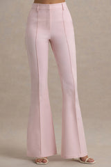 Carina | Pink Flared-Leg Tailored Trousers