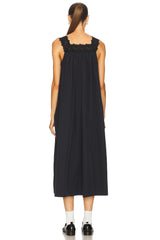 Midi Dress With Lace in Tech Poplin