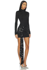 Polka Dot Overlay Detail Mini Dress