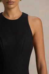 Leilani | Black High-Neck Mini Dress With Ruffling Detail