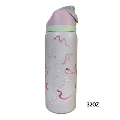 Owala Special Edition 32oz Stainless Steel FreeSip Water Bottle with Pink Ties and Bows