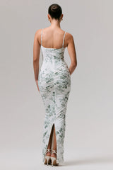 Luz | Green Porcelain Print Strappy Maxi Dress