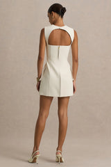 Mollie | Nude Square-Neck Tailored Micro Mini Dress