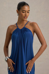 Tammy | Blue Halter-Neck Slip Maxi Dress