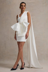 Brulee | Cream Scoop-Neck Sash Mini Dress With Bow