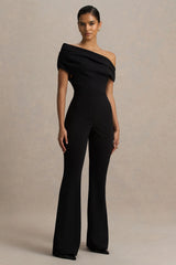 Alexandra | Black Asymmetric Draped Jumpsuit