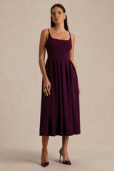 Jamila | Plum Scoop-Neck Midi Dress