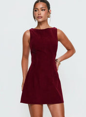 Alfalfa Corduroy Mini Dress Cherry