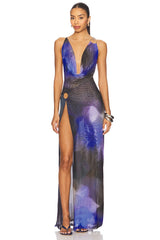 Sedona Blue Floral Maxi Dress