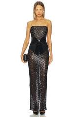 Farah Embellished Maxi Dress With Gloves