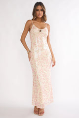 Marielle Bust Tie Sequin Maxi Dress Floral Pink Sage