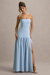 Penny | Powder Blue Bandeau Drop-Waist Maxi Dress