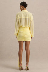 Katelyn | Lemon Ruched Wrap Mini Skirt With Sash