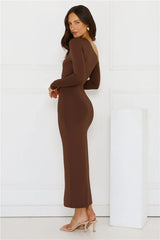 Looks That Talk Off Shoulder Maxi Dress Brown