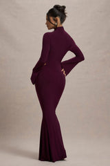 Anderson | Burgundy High-Neck Cut-Out Maxi Dress