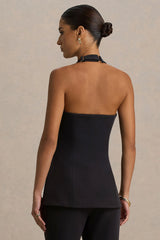 Tecla | Black Button-Up Tailored Waistcoat