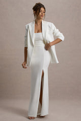 Urban | White Plunge-Neck Boxy Oversized Blazer