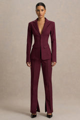 Wonder Woman | Burgundy High Waist Tailored Trousers With Hem Split