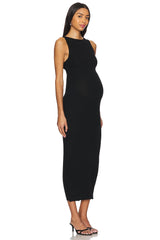 Soft Rib Boat Neck Midi Dress