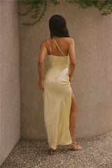 Olive Branch One Shoulder Maxi Dress Yellow
