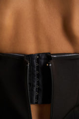 Briella | Black Bandeau Maxi Dress With Gold-Button Detailing