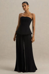 Feeling Good | Black Bandeau Jumpsuit With Pleated Trouser