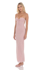 Lace Open Back Maxi Dress in Dusty Rose