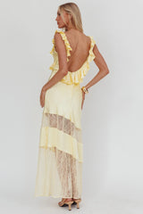 Alba Frill & Lace Trim Maxi Dress Butter