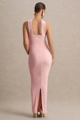 Glaze | Pink High-Neck Maternity Maxi Dress