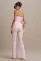 Carina | Pink Flared-Leg Tailored Trousers