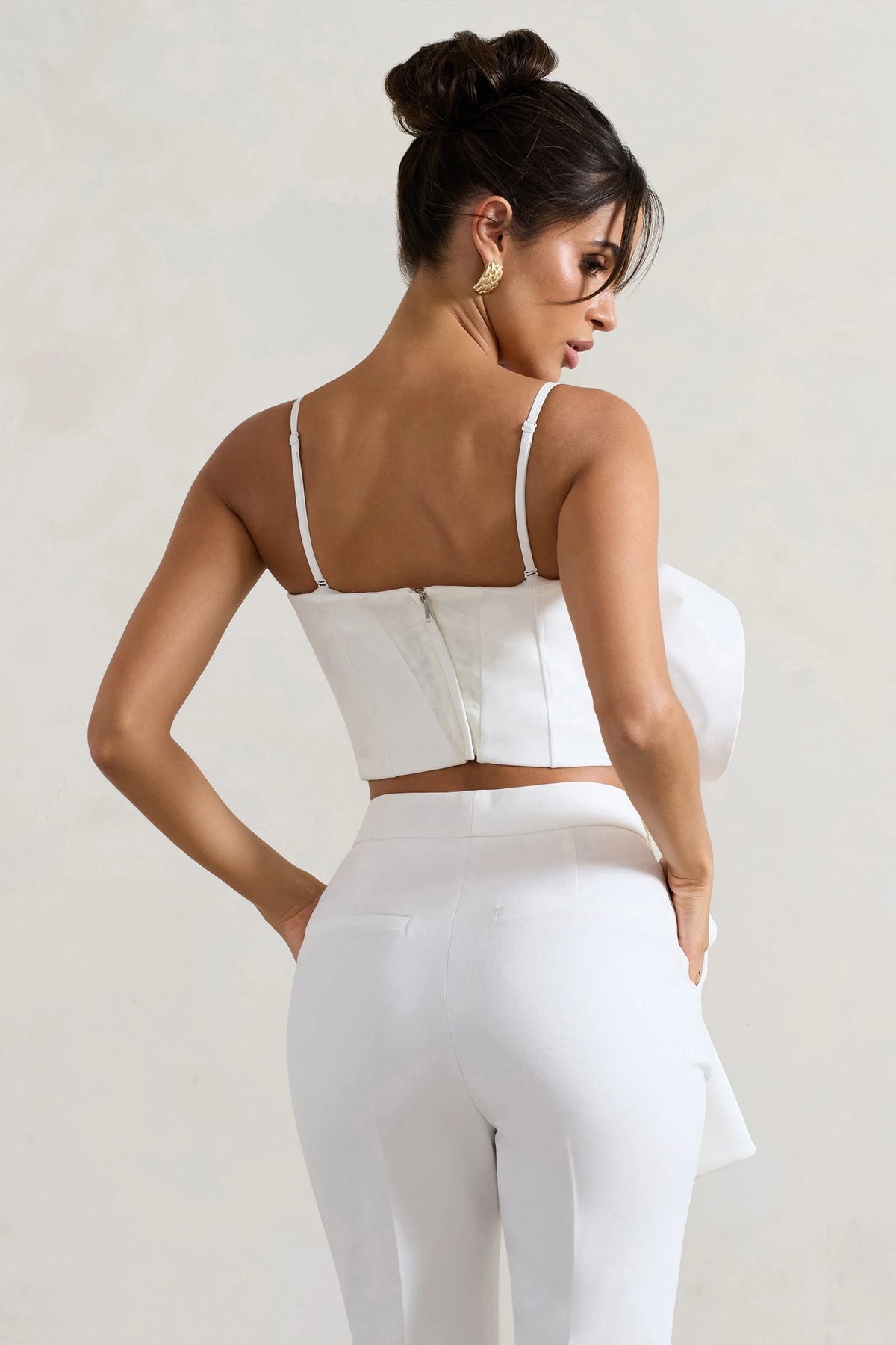 Whirlwind | White Strappy Top With Oversized Ruffle Detail
