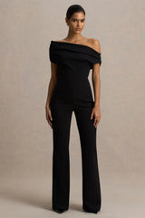 Alexandra | Black Asymmetric Draped Jumpsuit