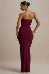Ali | Burgundy Sweetheart Ruched Wrap Maxi Dress