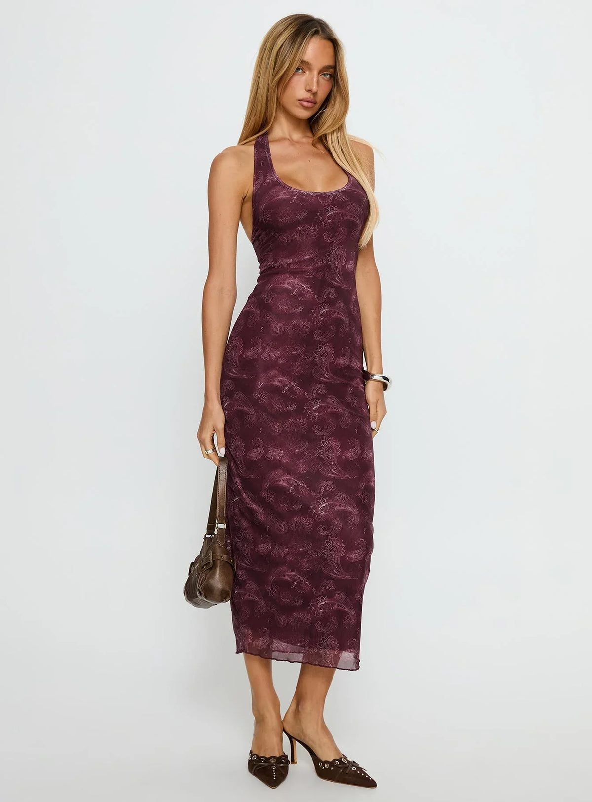 Datari Dress Tonal Paisley Plum