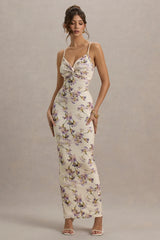 Luz | Lemon Floral Print Strappy Maxi Dress