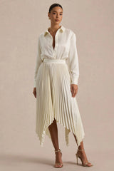 Naxos | Cream Satin Shirt Maxi Dress