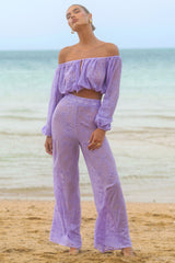 Fantini | Lilac Broidery Wide-Leg Trousers