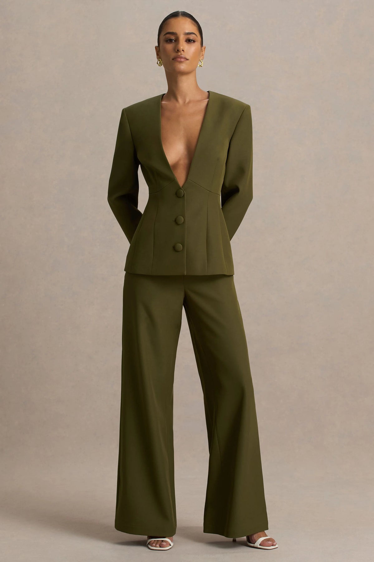 Silvia | Olive Straight-Leg Trousers
