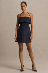 Ember | Navy Pinstripe Square-Neck Mini Dress