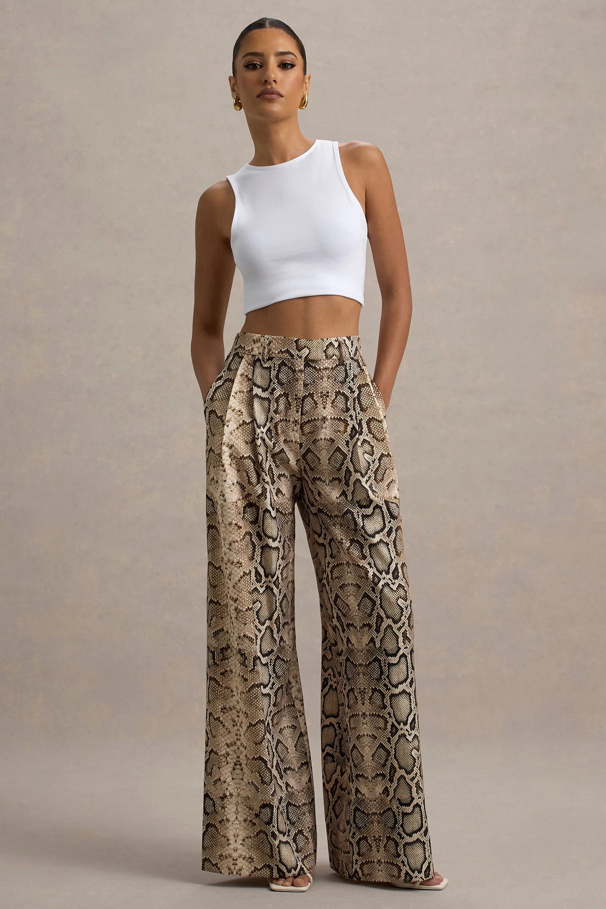 Shaniya | Snake Print Wide-Leg Trousers